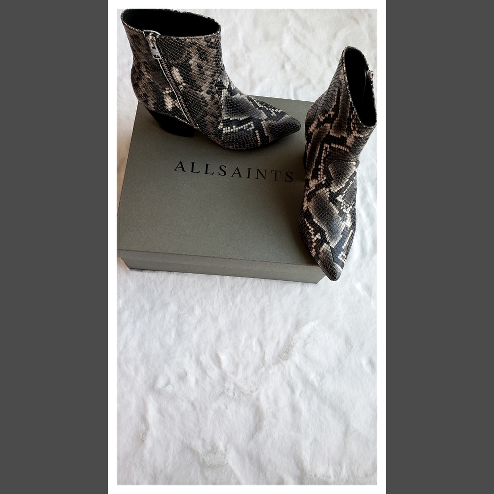 All Saints Ester Snake Embossed Boots